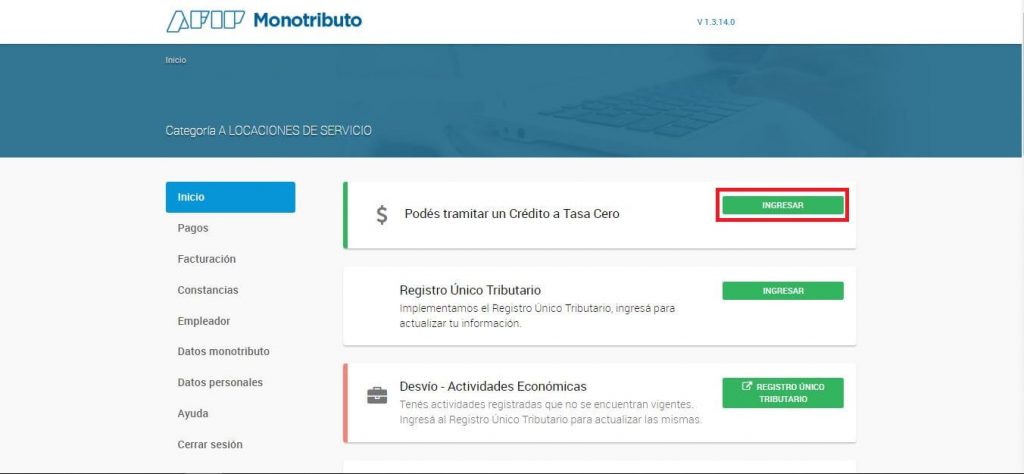 AFIP | Crédito a tasa cero - Paso 3