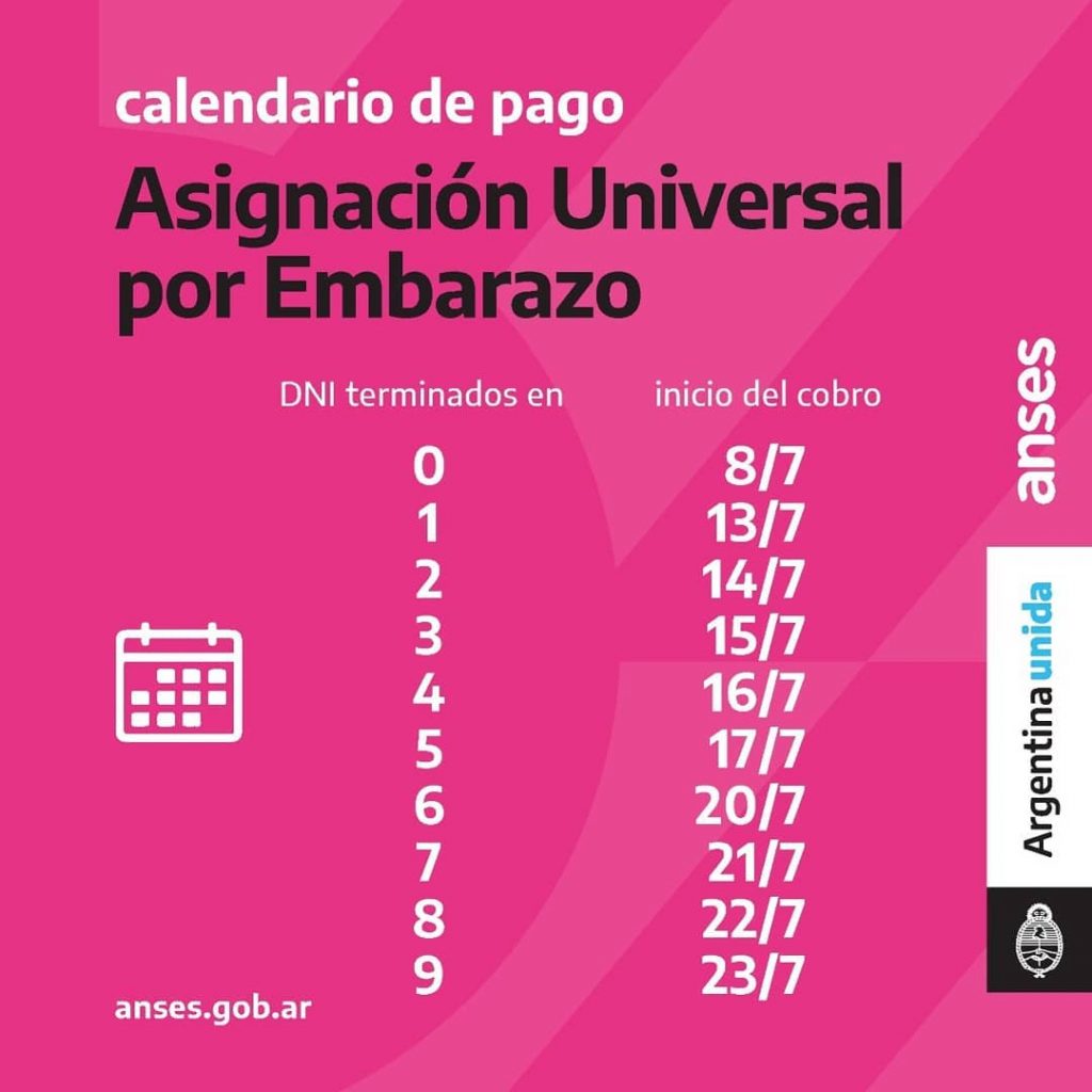 Calendario de Pago - Asignación Universal por Embarazo