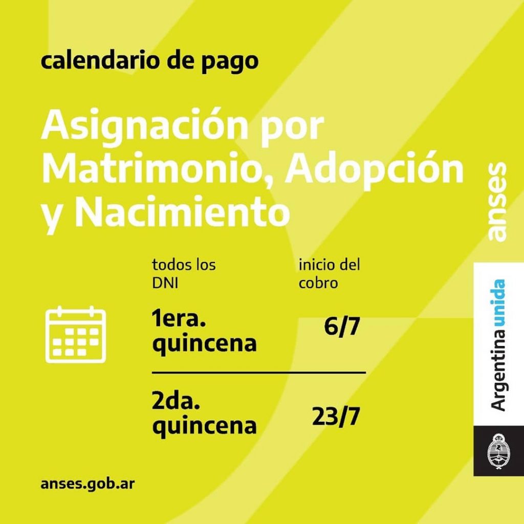 Calendario de Pago - Matrimonio, adopción y Nacimiento