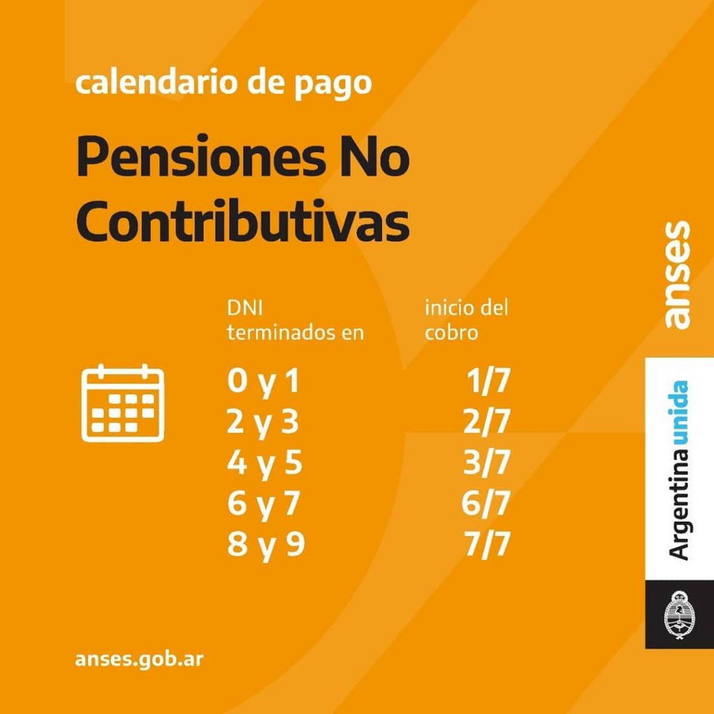 Calendario de Pago - Pensiones No Contributivas 