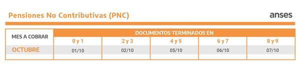 Calendario de pagos de Octubre para Pensiones no contributivas 