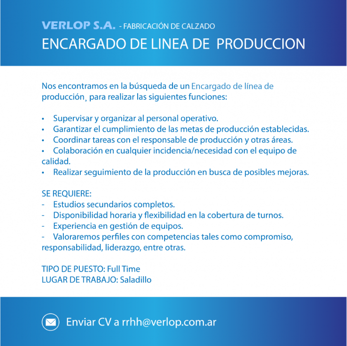 Encargado linea de producción II