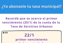 Se acerca el primer vencimiento de la cuota 1 de la Tasa por Servicios Urbanos y Sanitarios