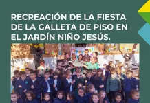 Recreación de la fiesta de la galleta de piso en el Jardín Niño Jesús