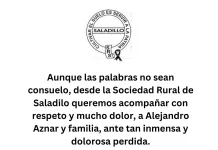 Sociedad rural de Saladillo | Condolencias a la familia Aznar