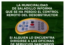 Municipalidad de Saladillo || Se ha perdido el control remoto del desobstructor