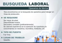 Búsqueda laboral || Operarios de Fábrica