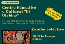 Viernes 21 || Se realizaran los festejos del centro educativo y cultural «El Olvidao»