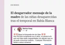 BAHIA BLANCA || EL MENSAJE DE LA MAMÁ DE LAS NENAS DESAPARECIDAS POR EL TEMPORAL