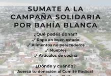 Bahia Blanca|| Lista de artículos de la campaña solidaria