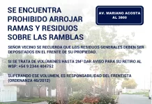 Se encuentra prohibido arrojar ramas y residuos sobre las ramblas