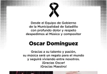Desde el equipo de gobierno de la Municipalidad de Saladillo queremos expresar nuestro profundo dolor ante el fallecimiento del músico, intérprete, y ciudadano distinguido… Oscar Domínguez