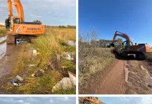 Trabajos de mantenimiento de caminos y acondicionamiento de canales realizados por la delegación cazón
