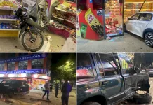 Impactante accidente en 12 y 55: un auto terminó incrustado en un kiosco de La Plata