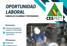 Oportunidad laboral | fábrica de columnas y pretensados
