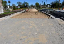 Avanza la colocación del pavimento articulado en esta nueva etapa de la obra de apertura de la Avenida Moreno