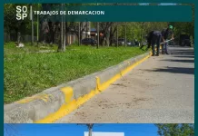 Realizan tareas de demarcación de la Av. Belgrano