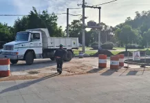 Trabajos de pavimento en la Avenida Ibañez Frocham