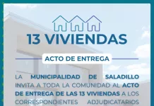 La Municipalidad de Saladillo invita a toda la comunidad a participar del acto de entrega de 13 viviendas