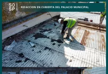 Trabajos de reparación en la municipalidad de Saladillo
