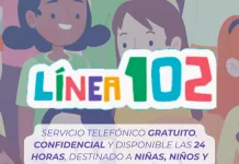 La Línea 102 es un servicio telefónico gratuito, confidencial y disponible las 24 horas, destinado a niñas, niños y adolescentes de todo el país, y también a adultos que conozcan o detecten una situación de vulneración de derechos