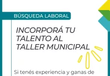 ¡SUMATE AL EQUIPO DEL TALLER MUNICIPAL!