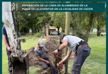 Cazón || el área eléctrica conjuntamente con operario y equipamiento de la dirección de servicios sanitarios realizaron el re cableado del alumbrado publico