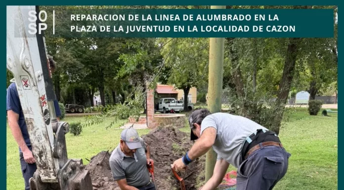 Cazón || el área eléctrica conjuntamente con operario y equipamiento de la dirección de servicios sanitarios realizaron el re cableado del alumbrado publico