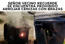 SE ENCUENTRA PROHIBIDO ARROJAR CENIZAS CON BRASAS